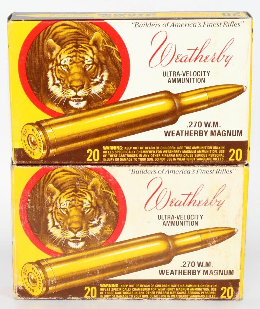 Lot 1438: 2 Collector Boxes Of Weatherby .270 WM