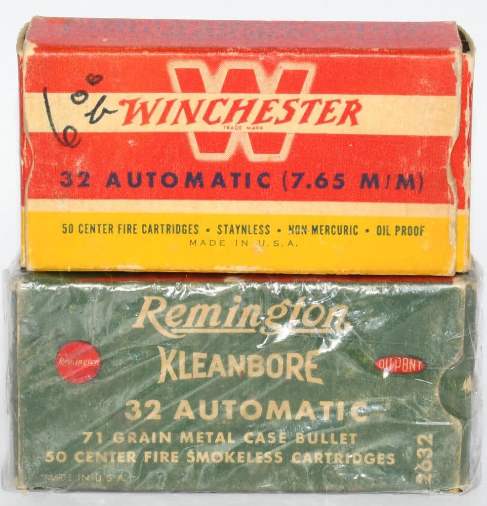 Lot 1444: 2 Collector Boxes of .32 ACP Ammunition