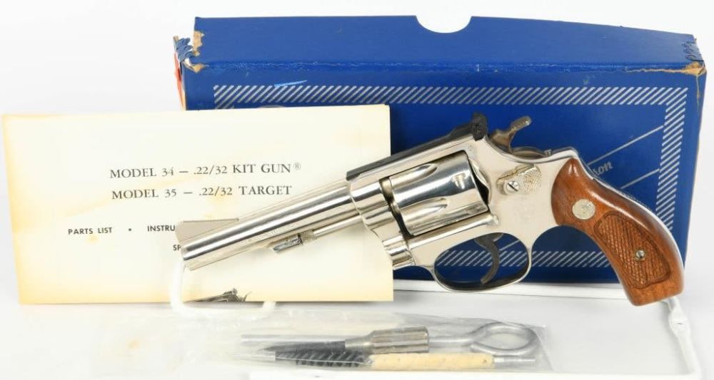 Lot 1470: Nickel Smith & Wesson Model 34-1 Revolver .22 LR
