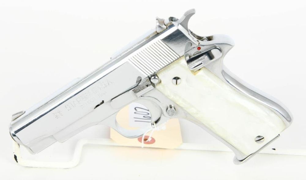 Lot 1602: Nickel Star BM Semi Auto Pistol 9MM