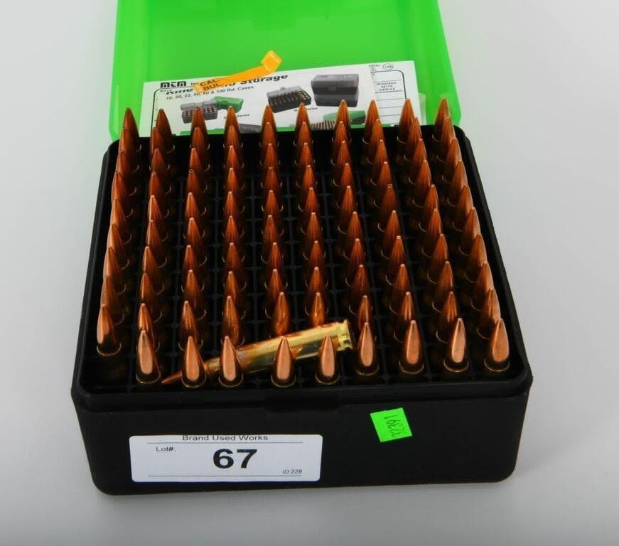 Lot 67: 100 rds Reman    .308  ammunition w/storage