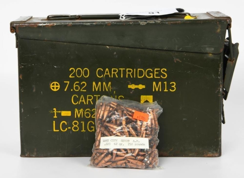Lot 91: 3500 ct Lake City SS109 AP .223 62 gr Bullets