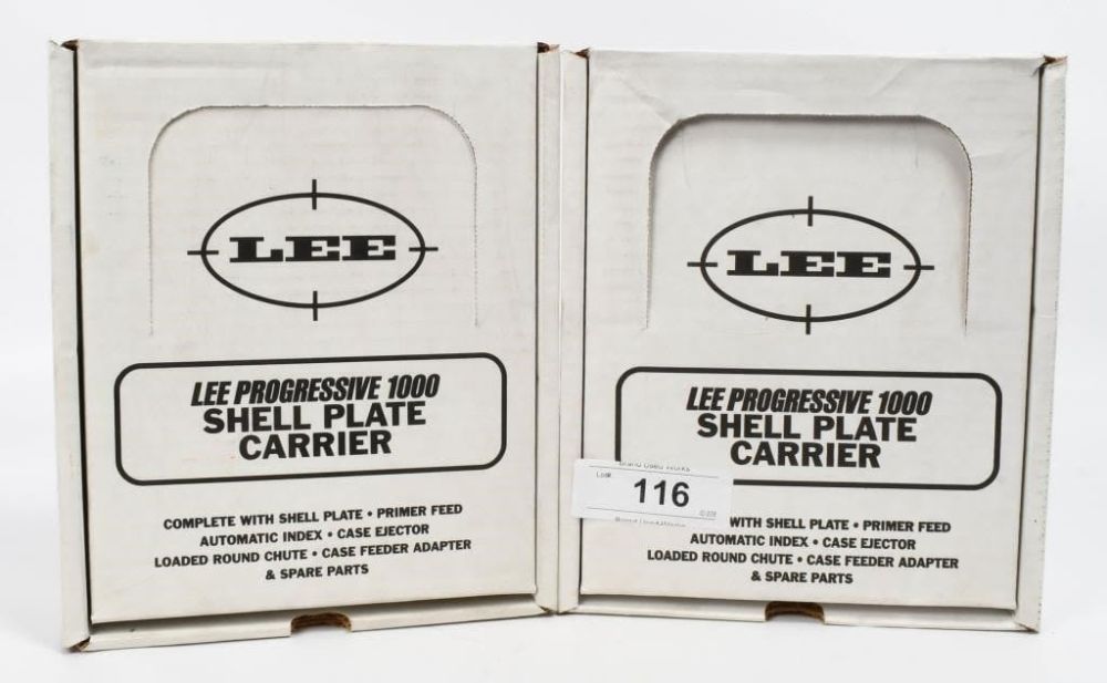 Lot 116: (2) LEE Progressive 1000 Shell Plate Carrier