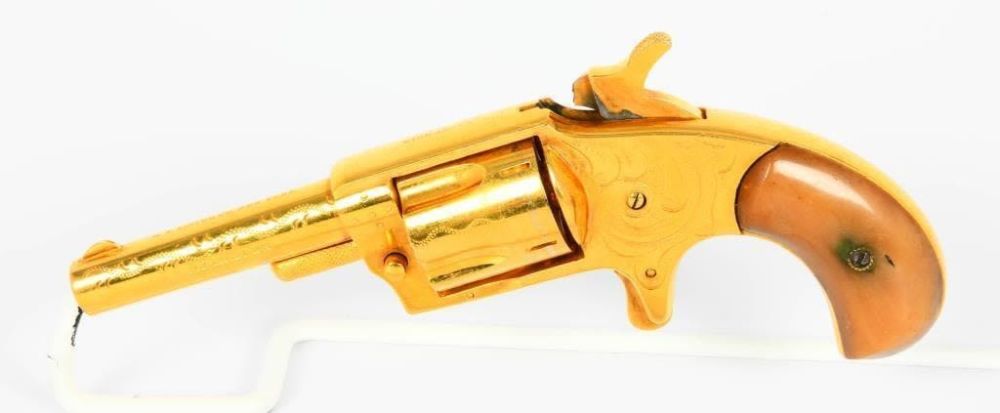 Lot 198: Gold Plated NY Pistol Co. Wide Awake Revolver .32