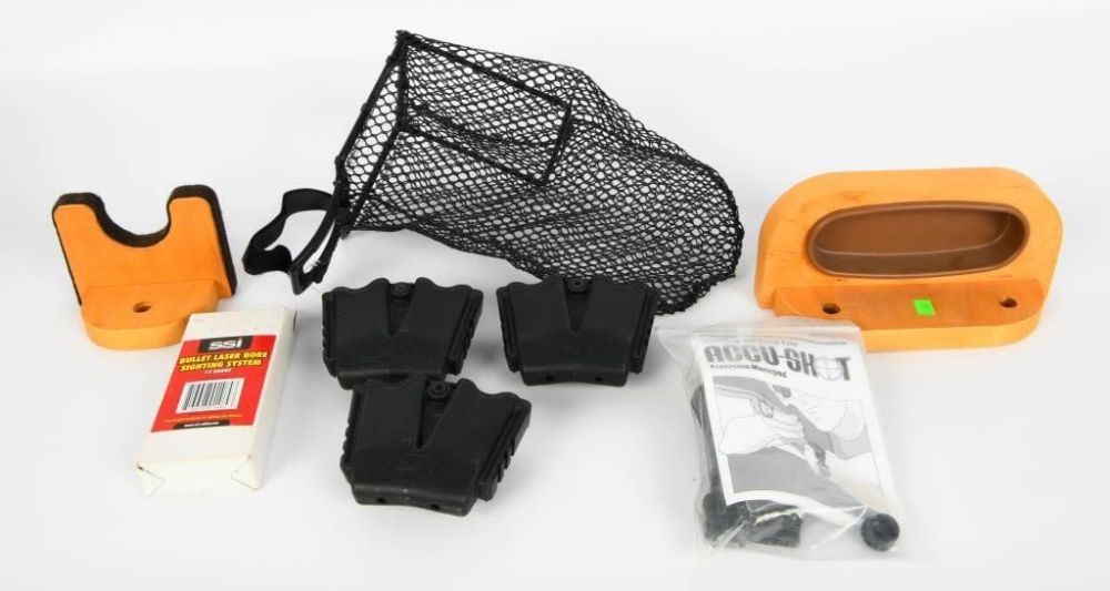 Lot 205: Misc Firearm Accessories; Resin Mag Pouch, wood st