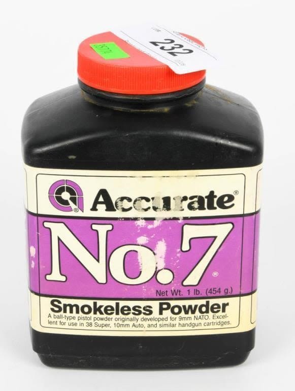 Lot 232: 1 LB of Accurate No. 7 Smokeless Powder....