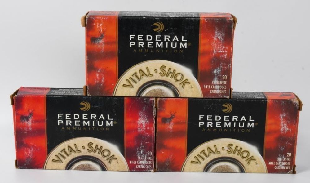 Lot 268: 60 Rounds Federal Premium Vital-Shok .338 Fed Ammo,...