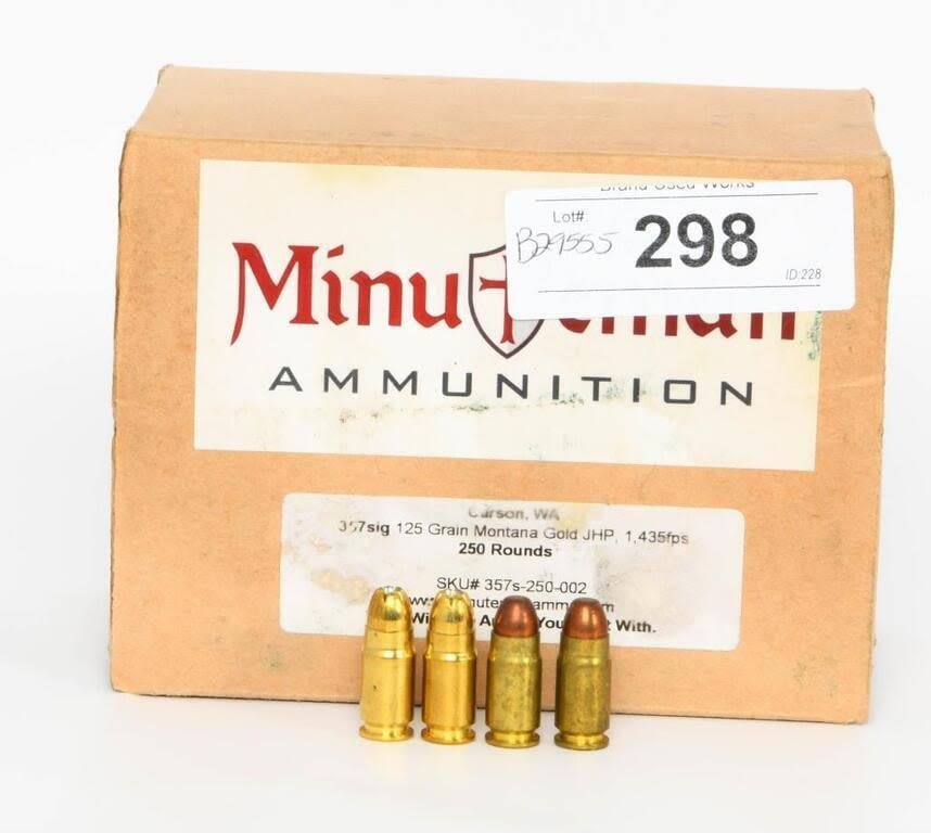 Lot 298: 250 rds 357 SIG Montana gold JHP ammunition
