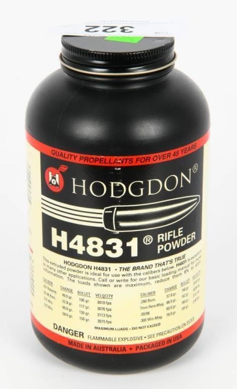 Lot 322: 1 LB Hodgdon H4831 Rifle Powder