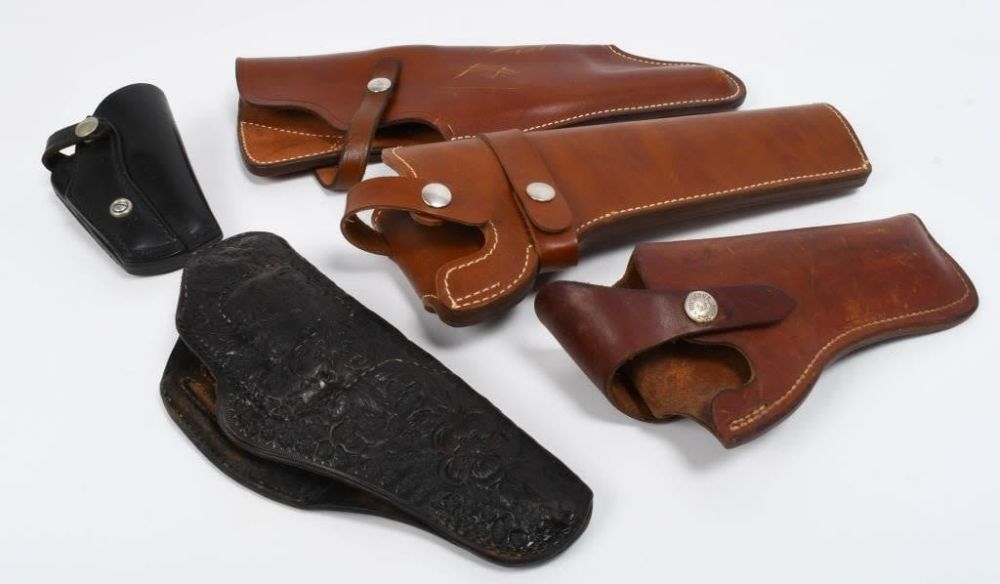 Lot 329: (5) Leather Holsters Various Styles & sizes