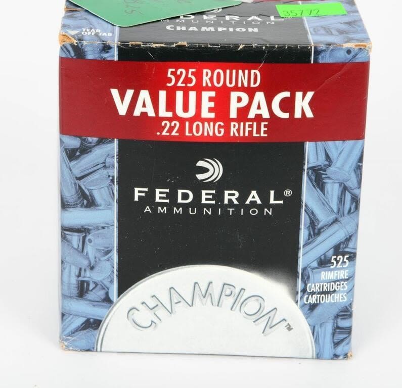 Lot 376: 525 Rounds of Federal Champion .22 LR Ammo,...
