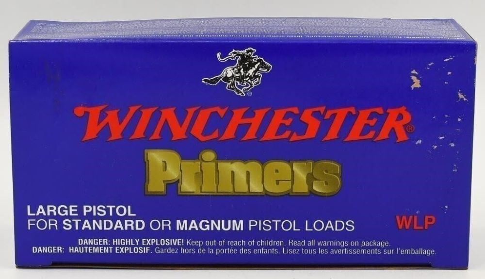Lot 428: 1000 qty Winchester Large Pistol Primers stand/mag