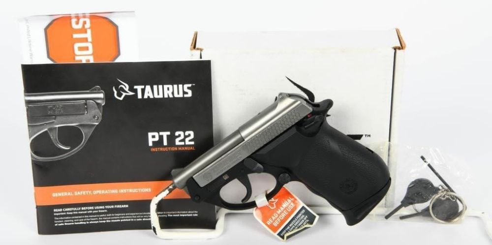 Lot 456: Taurus PT-22 Semi Auto Tip-up Pistol .22 LR