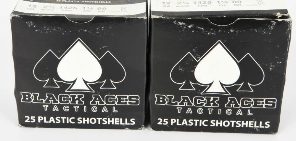 Lot 517: 50 Rounds of 12 Gauge 00 Buckshot Black...