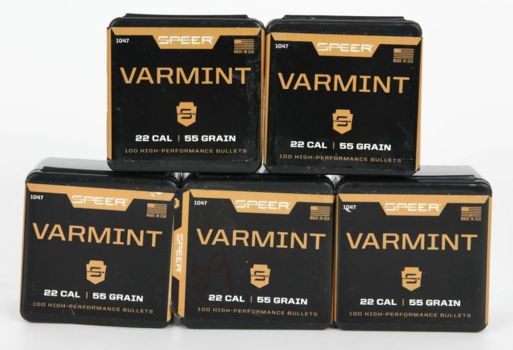 Lot 1081: 459 ct Speer Varmint 22 cal 55 grain Bullets