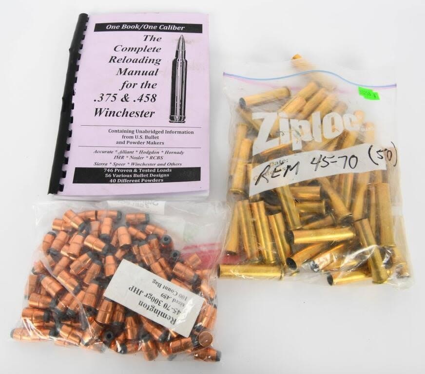 Lot 1126: Remington 45-70 300 gr JHP Bullets .459 & Brass &B