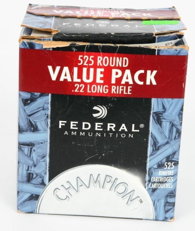 Lot 1165: 525 Rounds of Federal Champion .22 LR Ammo,...