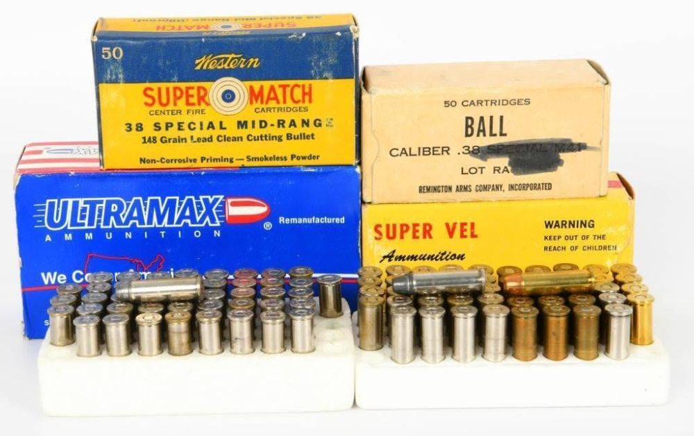 Lot 1180: 300 rds 38 spl Reloads Misc Brass and Bullets