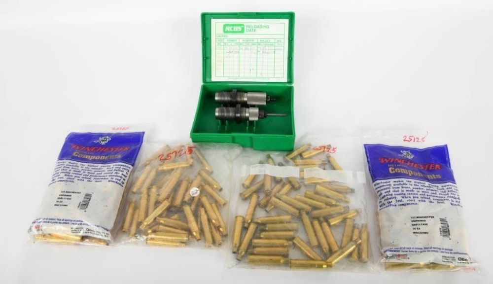 Lot 1204: Reloaders Lot; .225 Win DIes, and Brass