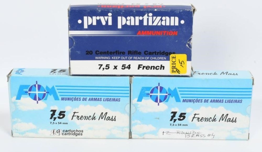 Lot 1240: 39 rds 7,5 X54 French Ammo & 20 brass count