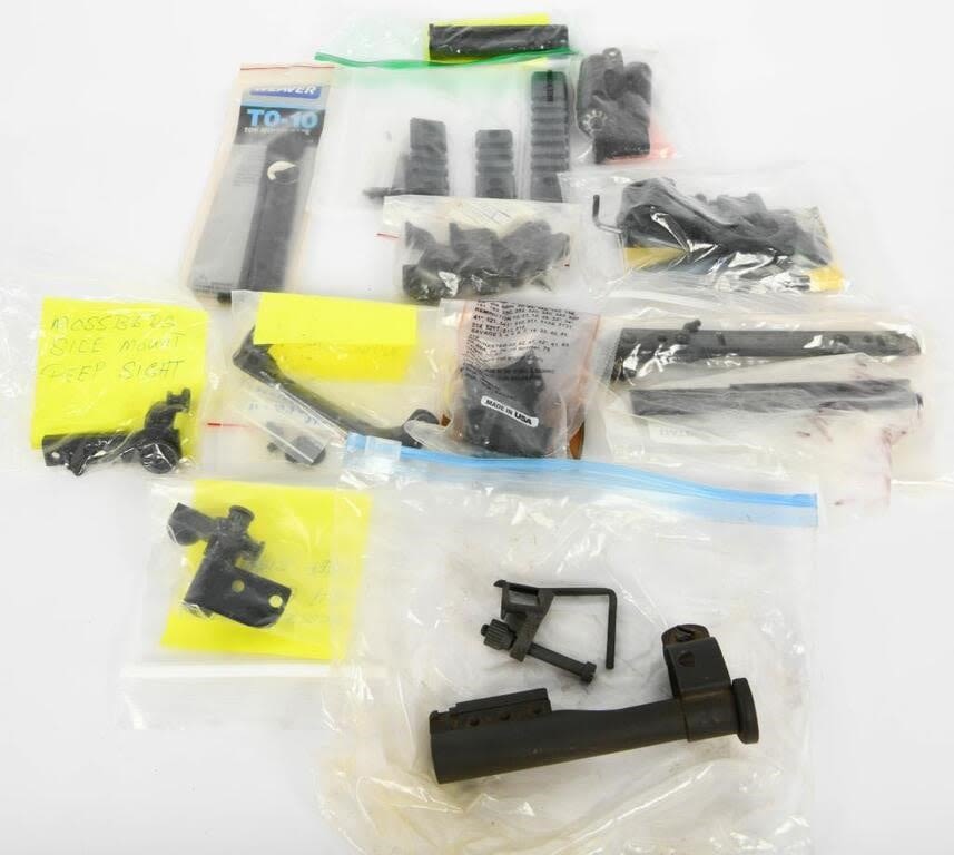 Lot 1253: Gunsmithing Lot- Peep Sights, Rails, Rings, mounts