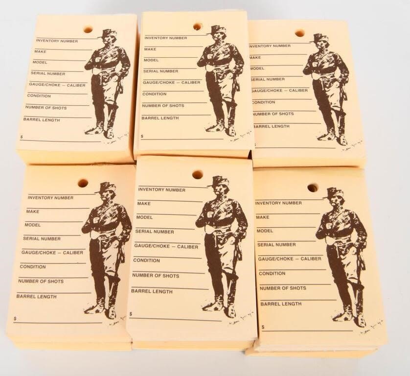 Lot 1286: Over 12 stacks of Empty Gun Tags