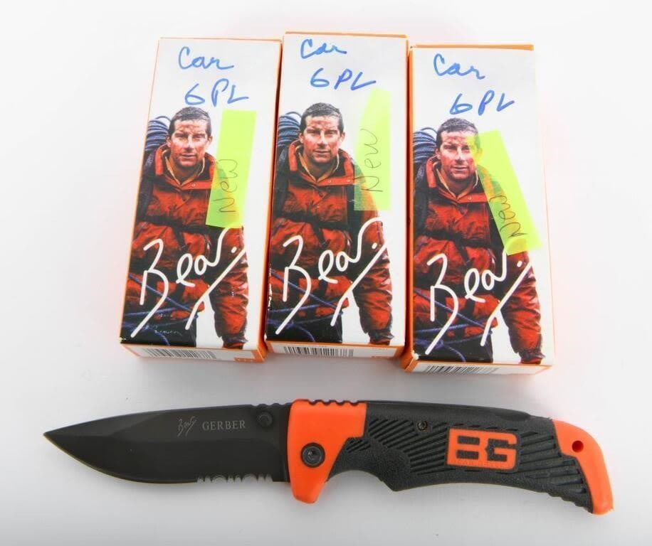 Lot 1315: (3) Gerber Bear Grylls Folding pocket knife NEW
