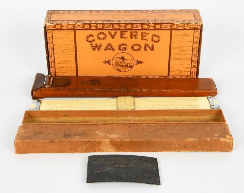 Lot 1358: Keuffel & Esser Slide Ruler & Vintage Smoke box