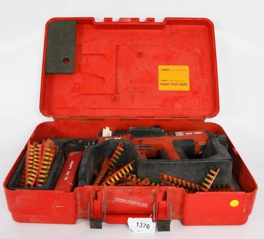 Lot 1376: Hilti DX 75 Nail Gun w/Case & Accessories