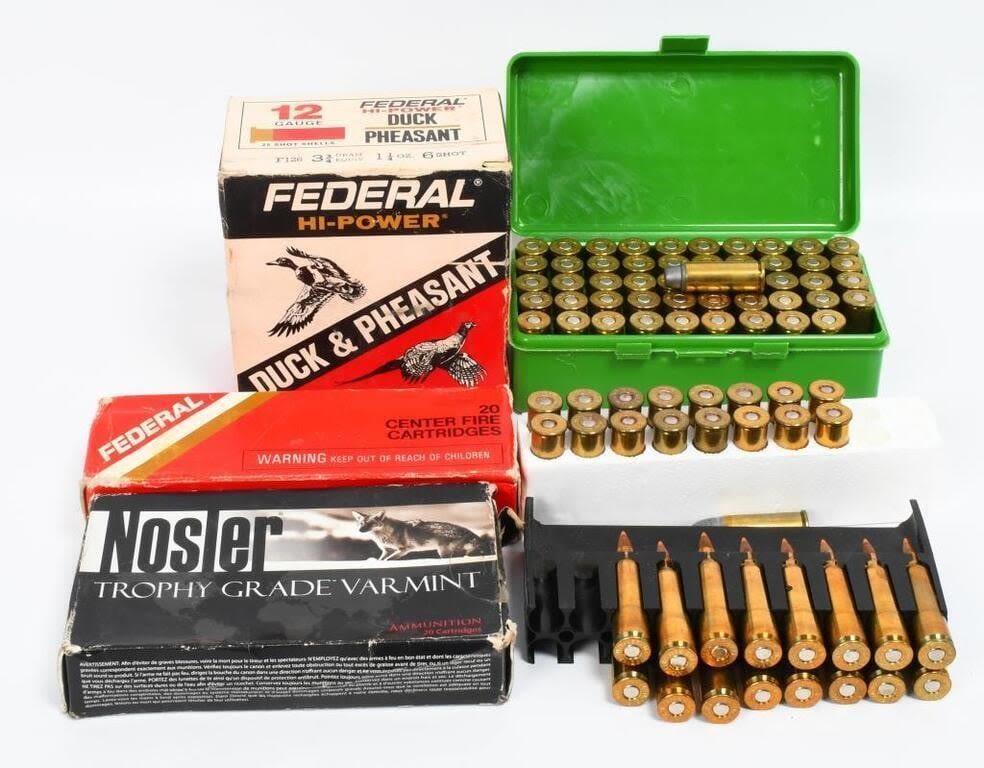 Lot 1423: 108 Rounds Of Mixed Pistol, Rifle & Shotgun Ammo