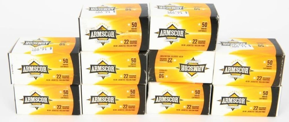 Lot 1576: 500 Rounds of .22 WMR Magnum Ammunition, Armscor,...