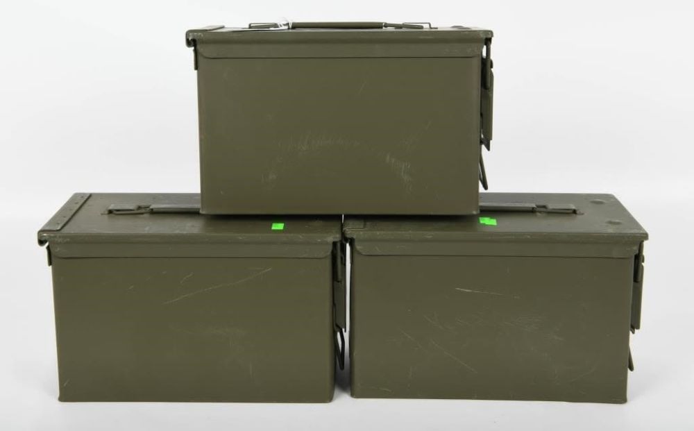 Lot 1594: (3)  Mil Spec 50 Cal M2A1 Empty Ammo Cans