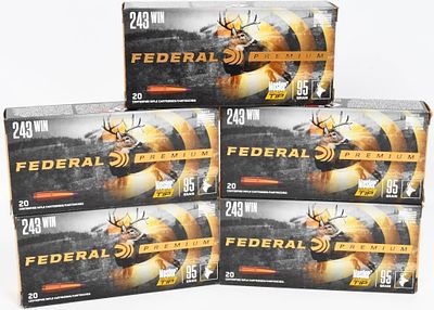 100 Rounds of Federal Premium .243 Win Ammo. Ladies and gentlemen, welcome to our auction! we 