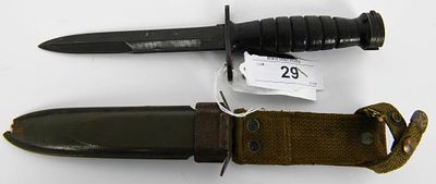 U.S. M4 Imperial marked Bayonet & US M8 Scabbard. lot contains one pre owned U.S. M4 Fight knife 