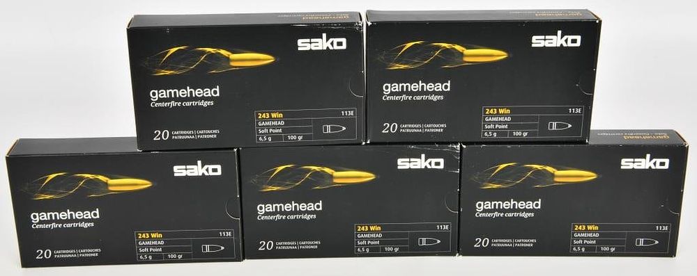 Lot 133: 100 Rounds Of Sako Gamehead .243 Win Ammo