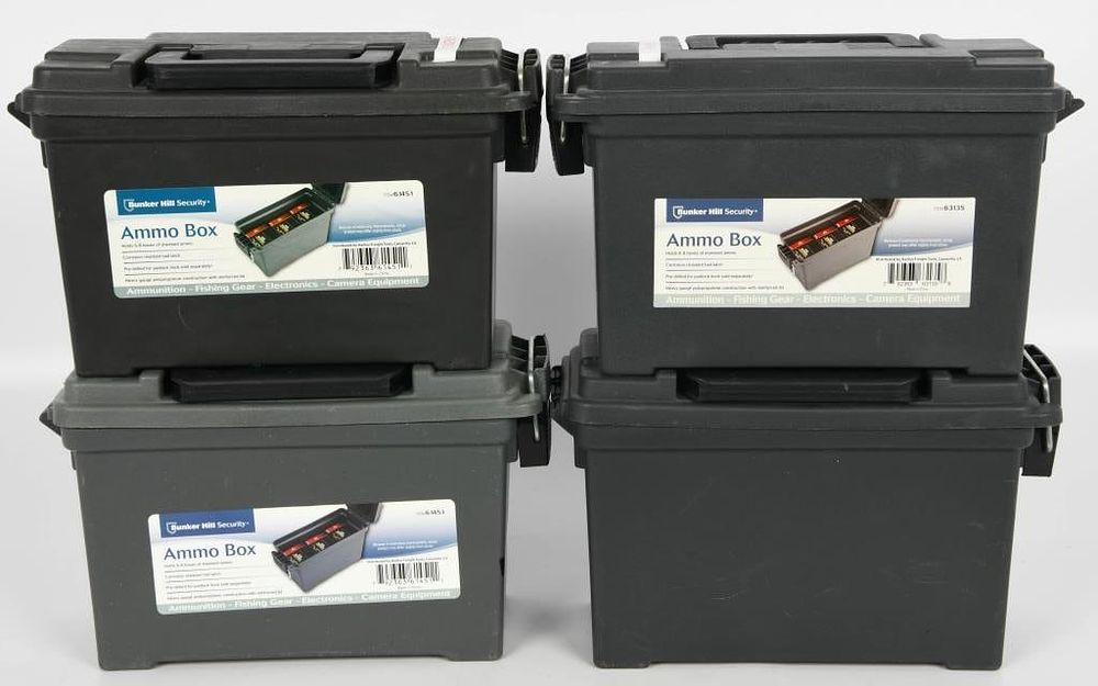 Lot 161: Lot of Four Plastic Ammo Cans by Bunker Hill