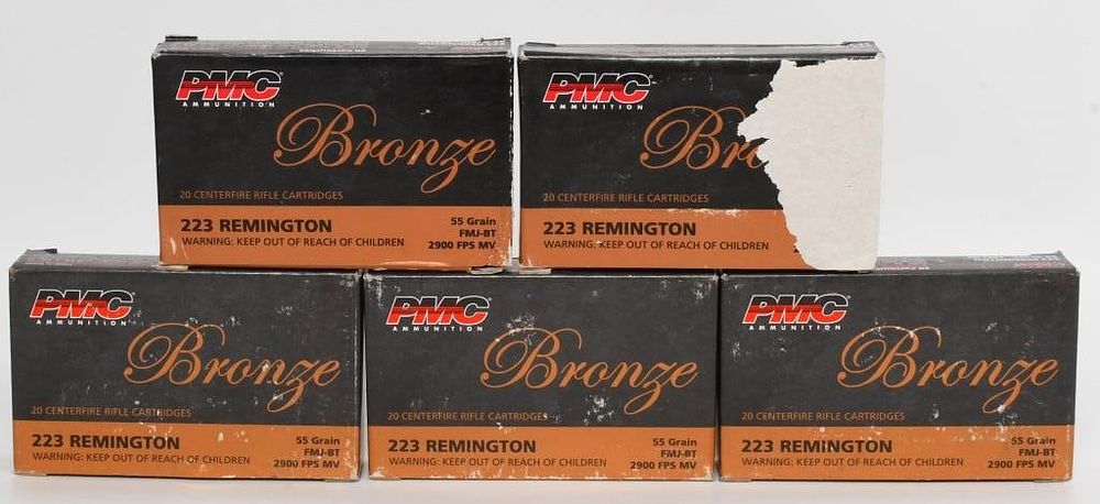 Lot 163: 100 Rounds of PMC Bronze .223 Rem Ammunition