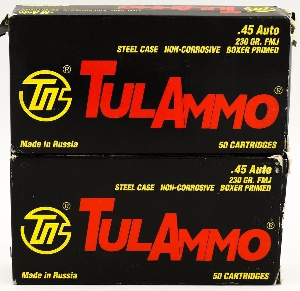 Lot 220: 100 Rounds Of TulAmmo .45 ACP Ammunition