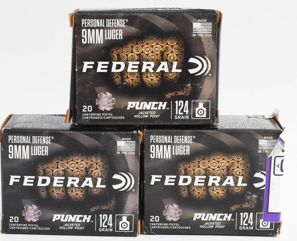 Lot 223: 60 Rds Federal Personal Defense 9mm Luger Ammo