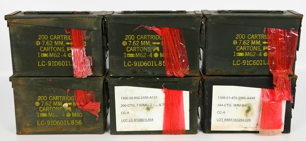 Lot 248: Lot of Six Military Metal Ammo Cans