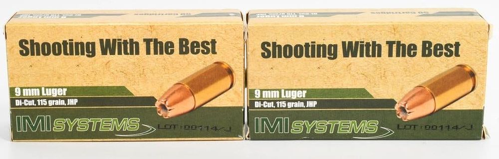 Lot 259: 100 Rounds Of IMI Systems 9mm Luger Ammunition
