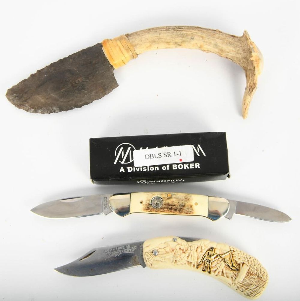 Lot 266: 3 Collectible Knives various bone handle style