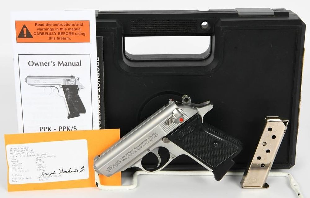 Lot 357: Stainless Walther PPK Semi Auto Pistol .380 ACP