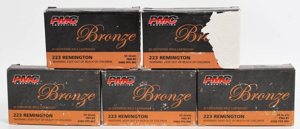 Lot 373: 100 Rounds of PMC Bronze .223 Rem Ammunition