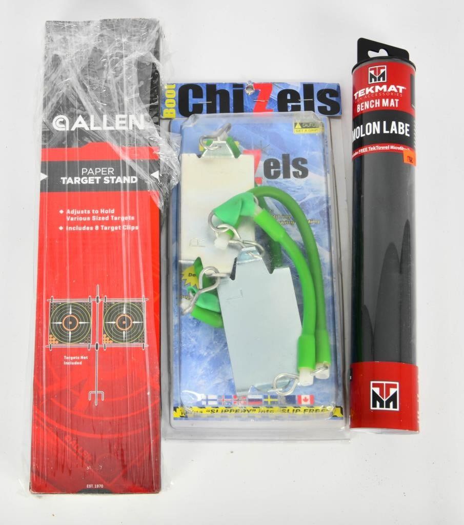 Lot 398: Allen Target Stand, Bench Mat & Ice Boot Cleats