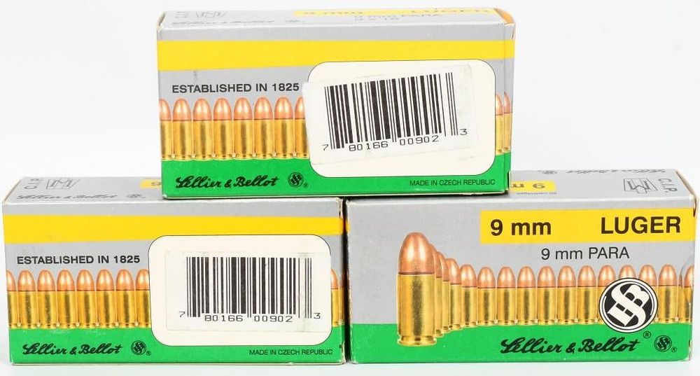 Lot 409: 150 Rounds Of Sellier & Bellot 9mm Luger Ammo