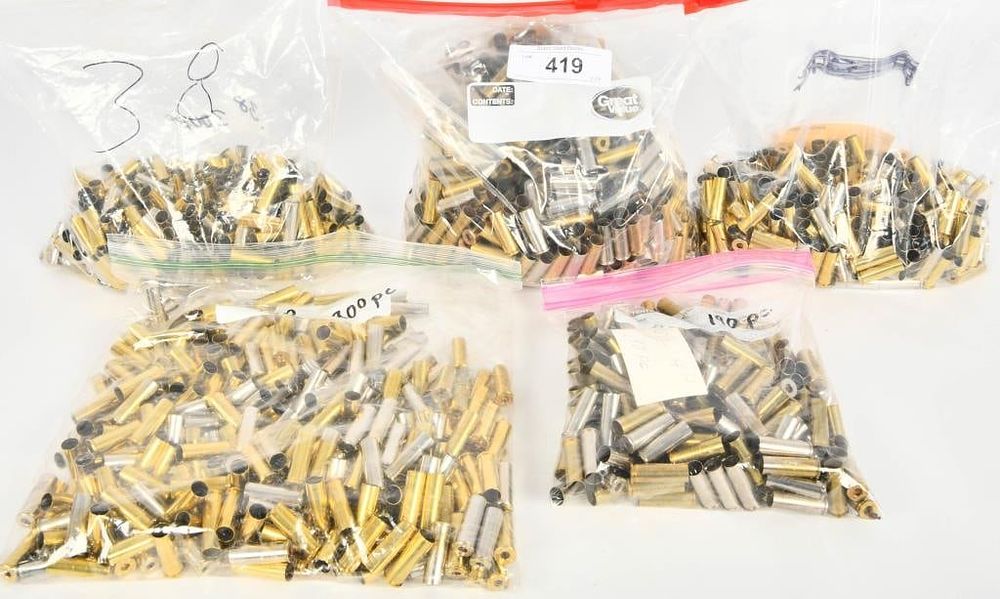 Lot 419: 1200 Count of Cleaned and Deprimed .38 SPL Brass