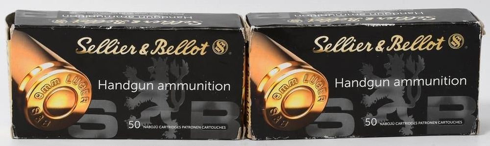 Lot 421: 100 Rounds Of Sellier & Bellot 9mm Luger Ammo