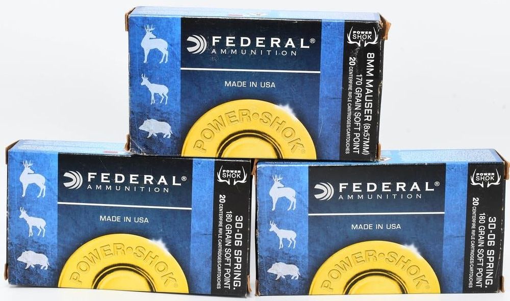 Lot 445: 54 Rounds of Federal .30-06 & 8mm Mauser Ammo