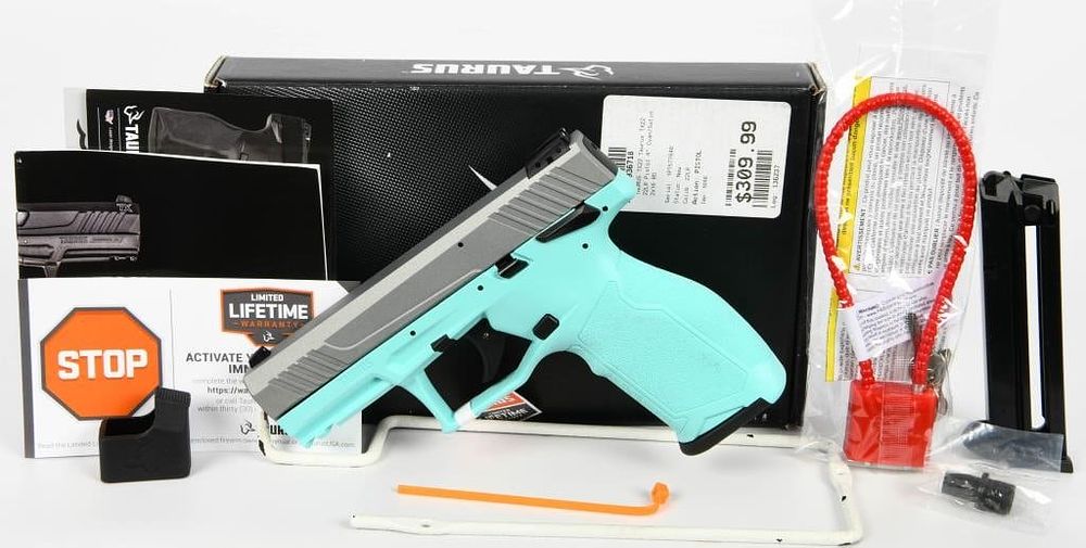 Lot 453: NEW Taurus TX22 Cyan/Satin Nickel Pistol .22 LR